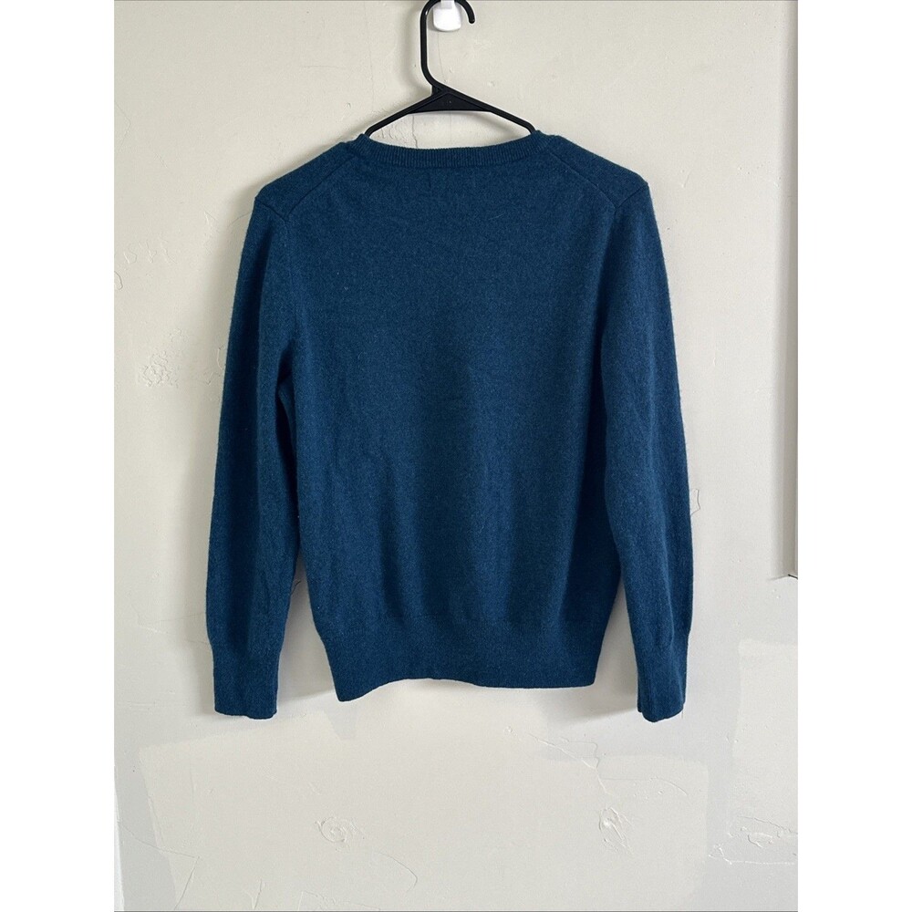 Naadam M 100% Cashmere Sweater Crew Neck Women’s Medium Blue  Teal Dark - Picture 4 of 6